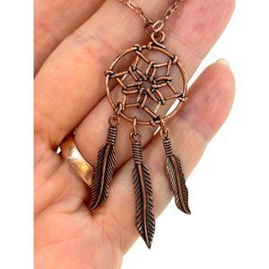 Dreamcatcher Fashion Necklace Women 20” Chain 2” pendant Rose Gold/Copper Color